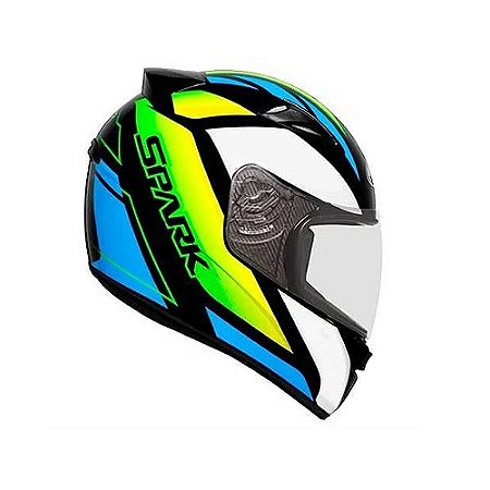 CAPACETE SPARK MIXED BLUE 58 PRETO COM VERDE
