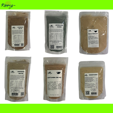 Kit Energia e Vitalidade Natural – 6 Superalimentos em Pó (100g cada)