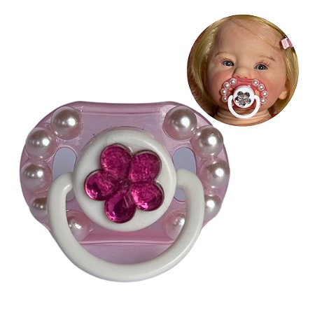 Chupeta Magnética para Bebê Reborn Rosa - Que Sonho de Neném