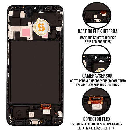 Frontal Galaxy A20 Importado Com Aro Compatível Com Samsung