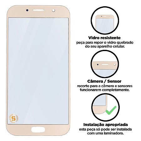 Vidro Galaxy A7 2017 - Preto Compatível com Samsung