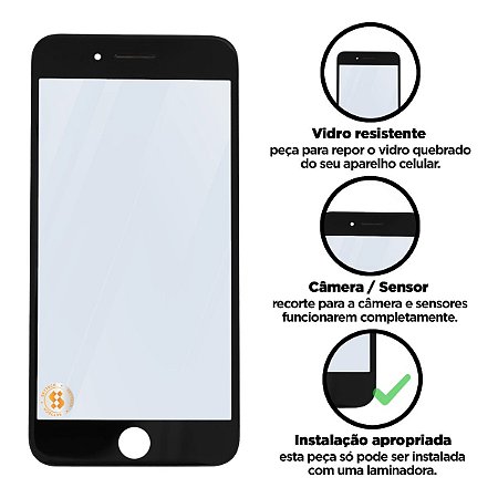 Vidro Iphone 7g Plus com Aro Cola Compatível com Apple