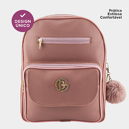 Mochila Feminina Bolsa Mochilinha Estilo Único Versátil E Elegante + Pompom