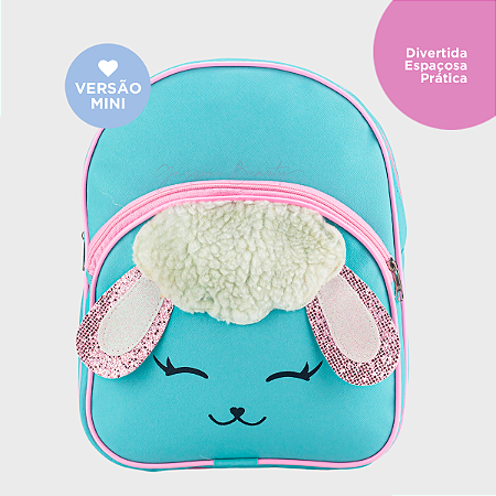 Mochila Infantil De Ovelinha Com Pelinhos 4D Linda Para Passear Dia Dia Carregar Roupas Fralda Brinquedo