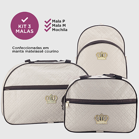 Kit Bolsa Maternidade 3 Peças: Mala Grande, Mala Média e Mochila