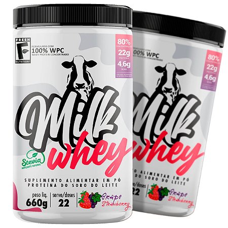 Combo: 2x Milk Whey Morango com Uva Fresh 660g (WPC 80%)