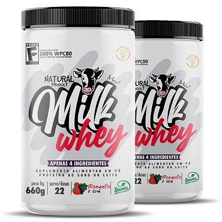 Combo: 2x Milk Whey Morango com Uva Fresh 660g (WPC 80%)
