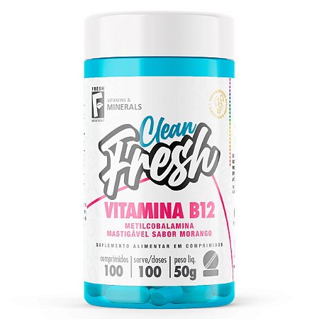 Vitamina B12 (Metilcobalamina) Mastigável 100 doses | Sabor Morango