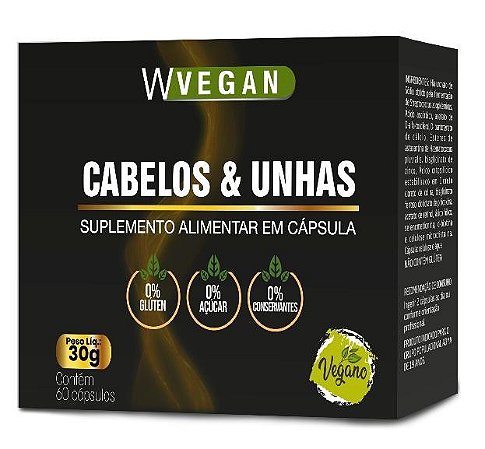 Cabelo, Pele e Unha 60 capsulas WVegan Cabelos e Unhas