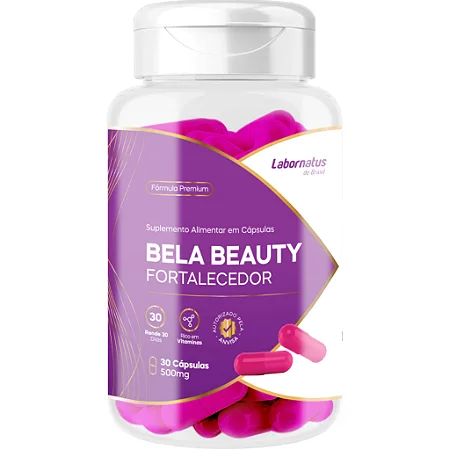 Bela Beauty - Fortalecedor Cabelo, Pele e Unhas 100% Natural - 500mg 30Cápsulas Labornatus do Brasil