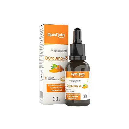Cúrcuma-3 Gotas 30ml Sabor Laranja com Gengibre ApisNutri