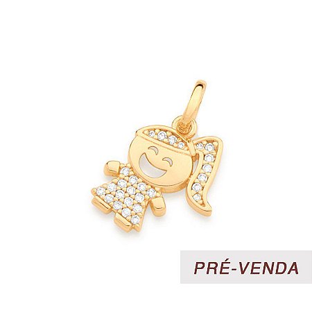 Pingente menina cravejada de zircônias