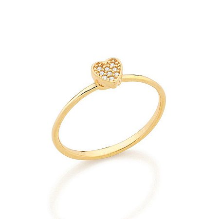 Anel skinny ring com coração no centro