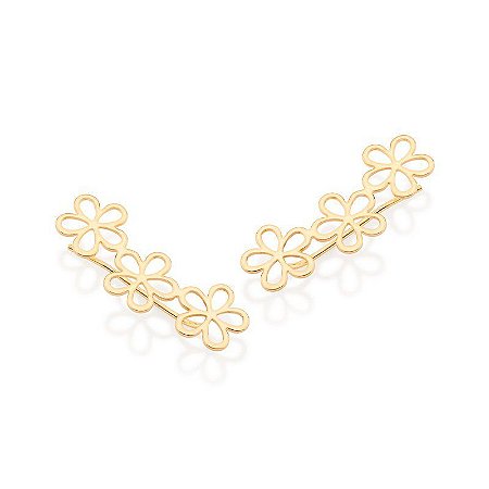 Brinco Ear cuff flores vazado