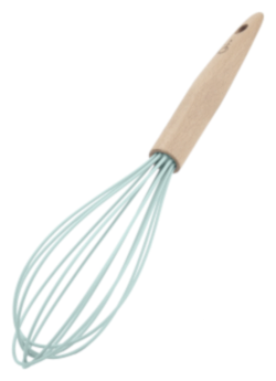 Batedor de Ovos em Silicone cabo em madeira Water Blue