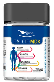 Cálcio MDK – Suplemento com Cálcio, Magnésio, Vitaminas D e K em 60 Cápsulas