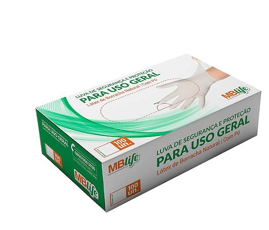 Luva Latex Com Pó Para Uso Geral Tamanho M Caixa Com 100luvas Mblife