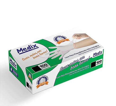 Luva Para Procedimento Latex Sem Pó Tamanho M Caixa Com 100luvas Medix
