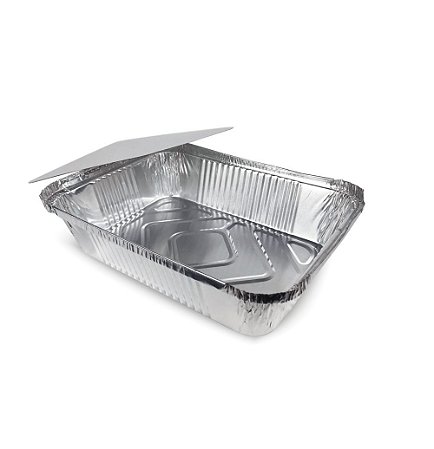 Bandeja de Alumínio Retangular 750ml Com Tampa Kit C/12 Vabene
