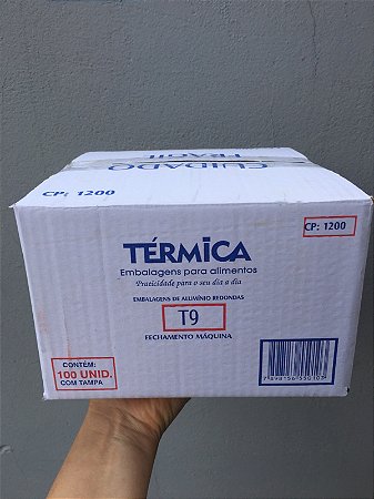 Marmita de Alumínio T9 Fechamento Máquina Com Tampa Redonda Caixa com 100unidades