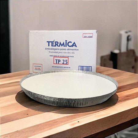 Forma de Alumínio Descartável Para Pizza TP25 com Fechamento Manual Caixa Com 100unidades Térmica