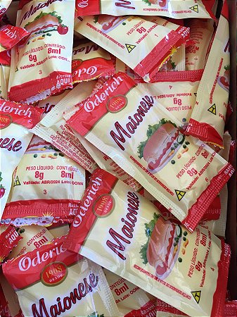 Maionese Saches Caixa Com 200 unidades 8g Oderich