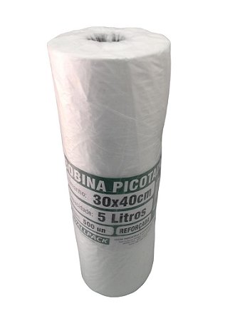 Bobina Plástica Picotada 30x40cm 5L Rolo com 500 Sacos Reforçada Wallpack