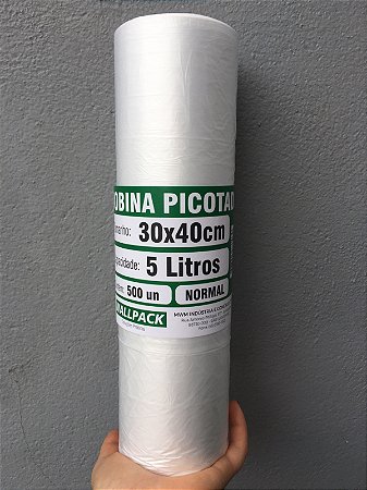 Bobina Plástica Picotada 30x40cm 5L Rolo com 500 Sacos Normal Wallpack