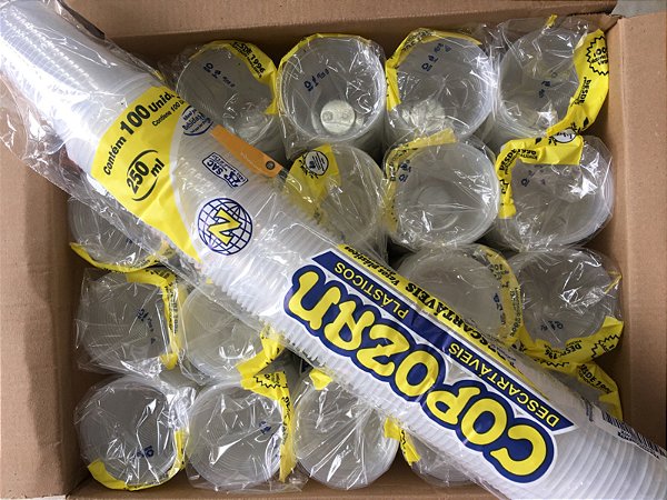 COPO DESCARTÁVEL 250ML TRANSPARENTE PS CX 2000  COPOZAN