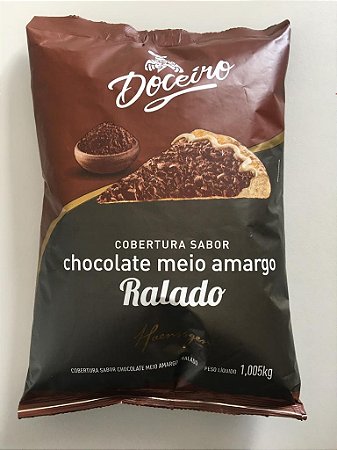 Cobertura Chocolate Ralado Meio Amargo Pacote de  1.005KG Doceiro