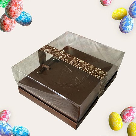 CAIXA DECORADA OVO DE COLHER MARROM 350G UNIDADE URSO FESTAS