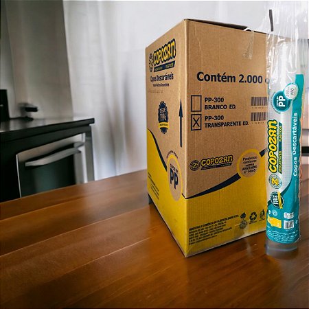 Copo Plástico Descartável PP 300ml Transparente Caixa Com 2000 Copozan