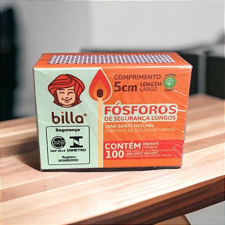 Fósforos de Segurança Longos com 100 Fósforos Billa