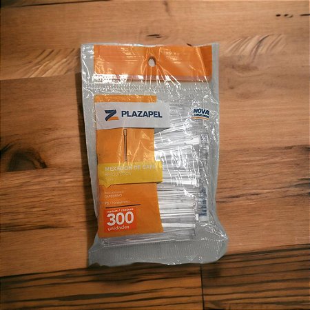 Mexedor Café Cristal Pacote Com 300 Mexedores  7cm Cristal PS Plazapel