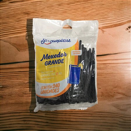 Mexedor Drinks,Café,Chá Pacote Com 240 Mexedores  11cm Preto PS Strawplast