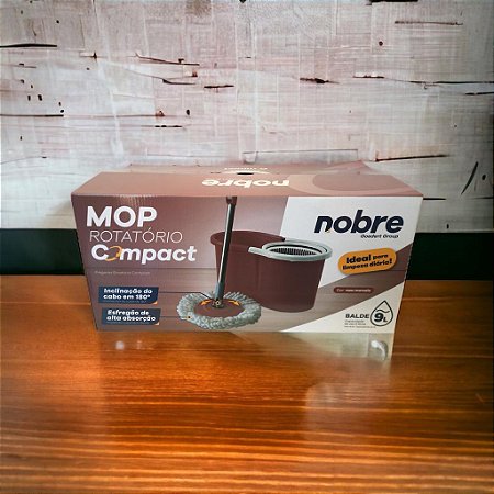Conjunto Mop Rotatório Balde 9 Litros Com Cesto Plástico E 1 Refil, Rotary Mop Rosa Marsala Nobre