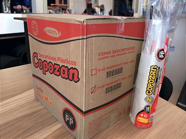 Copo Plastico 550ml Pp Post Mix Tarja Transparente Caixa Com 1000 Copos Copozan