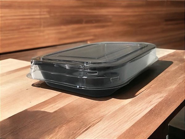 Bandeja Forma Forneável Base Preta Tampa Incolor G240 800ml Cpet Caixa Com 100cj Galvanoteck