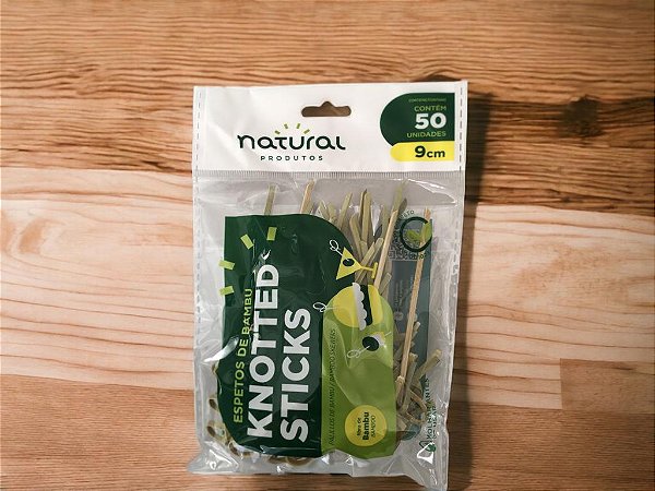 Espeto Bambu Knotted Sticks 9cm Pacote Com 50 Sticks Natural