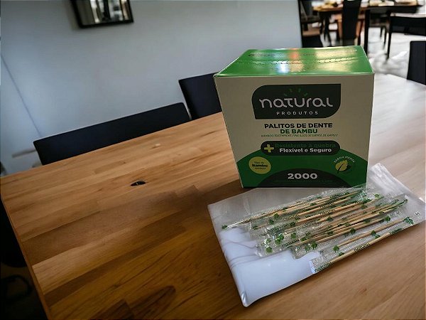 Palito Dental De Bambu Embalado Individualmente Um A Um Caixa Com 2.000 Palitos  Mentolado Natural