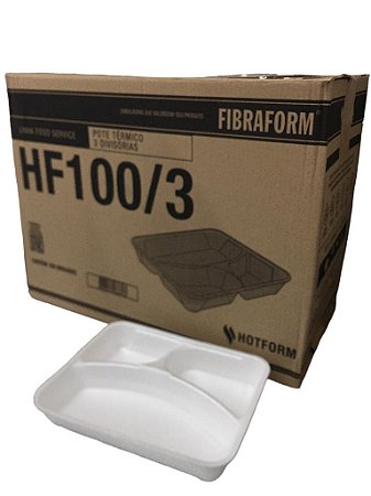 Base Marmiteira 3 Divisórias Eps Hf100/3 1000 ml Caixa Com 100 Unid Sem Tampa Fibraform