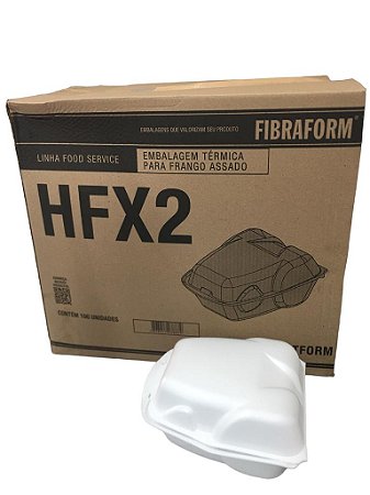 Embalagem Térmica Isopor Eps Frango Assado Hfx2 2.500ml 25x22,5x12,5cm Caixa Com 100 Unid Fibraform