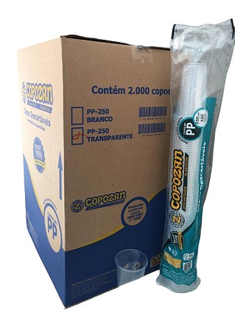 Copo Plastico Transparente 250ml Pp Caixa Com 2000 Copos Copozan