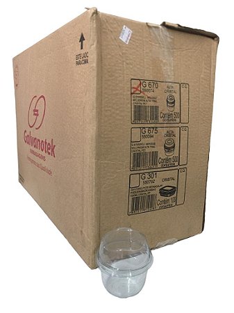 Pote Mousse Alta 110ml G670 Cristal Pet Caixa Com 500 Conjuntos Galvanoteck