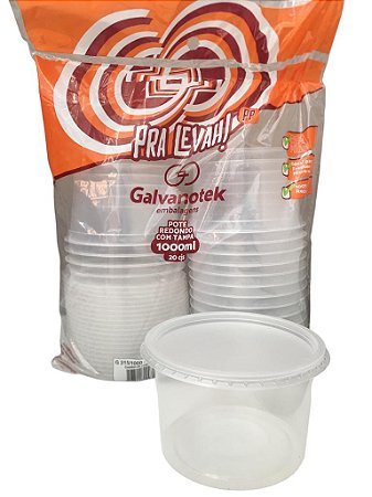 Kit Pote E Tampa G315sf 1.000ml Com 20potes Redondo Freezer E Microondas Galvanotek