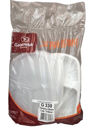 Bandeja 3 Divisoes G330 Freezer E Microondas Branca 1150ml Kit Com 10cj Galvanoteck