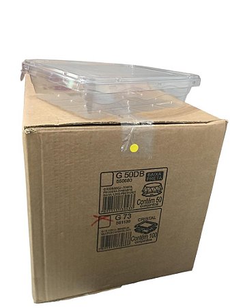 Bandeja Retangular Multiuso Cristal Pet G73 Caixa Com 100cj Galvanotek