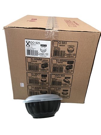 Cumbuca Oriental Preta Go925 900ml Freezer E Micro Caixa Com150cj Galvanotek