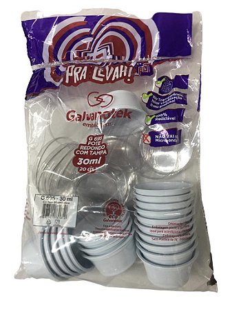 Pote Para Molho Molheira 30ml Branco G695sf Pacote Com 20 Conjuntos Galvanoteck