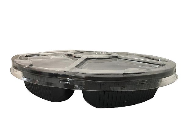 Bandeja Petisqueira G550 Com 5 Divisórias Preta 1000ml Caixa Com 100cj Galvanotek